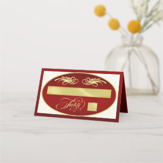 Elegant Calligraphy - Red/Gold Place Card