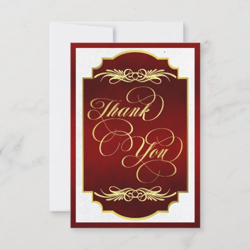 Elegant Calligraphy - Red/Gold Thank You Card
