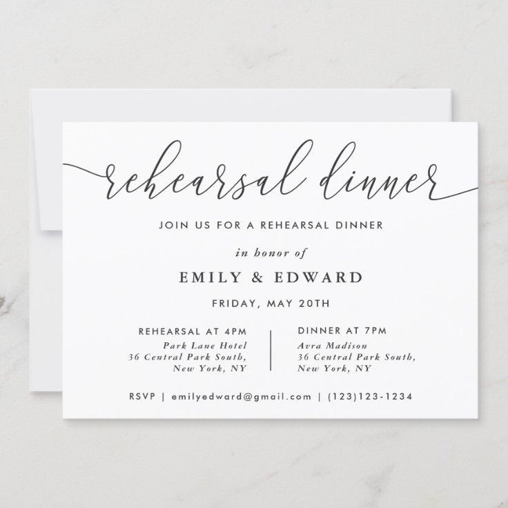 Elegant Calligraphy Rehearsal Dinner Invitation | Zazzle