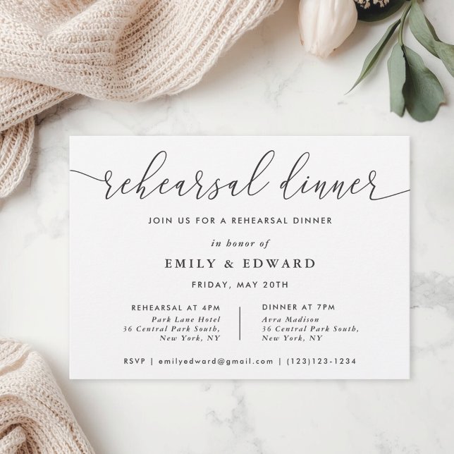 Elegant Calligraphy Rehearsal Dinner Invitation (Creator Uploaded)