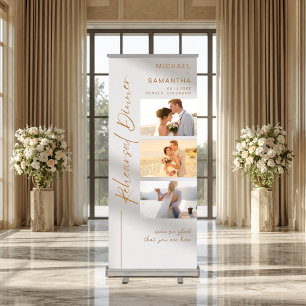 Elegant Calligraphy Rehearsal Dinner Rustic Gold Retractable Banner