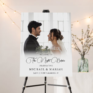 Elegant Calligraphy Rehearsal Dinner Wedding Photo Foam Board