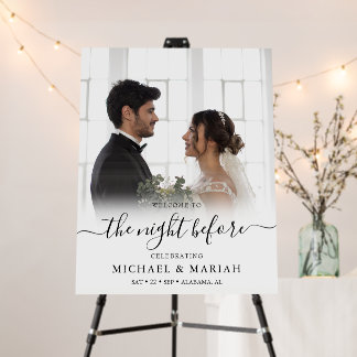 Elegant Calligraphy Rehearsal Dinner Wedding Photo Foam Board