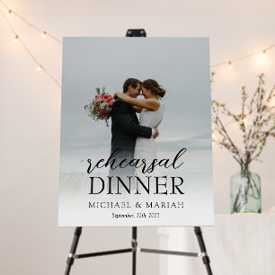 Elegant Calligraphy Rehearsal Dinner Wedding Photo Foam Board