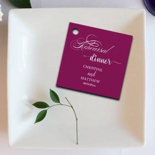 Elegant Calligraphy Rehearsal Dinner Wine Favor Tags