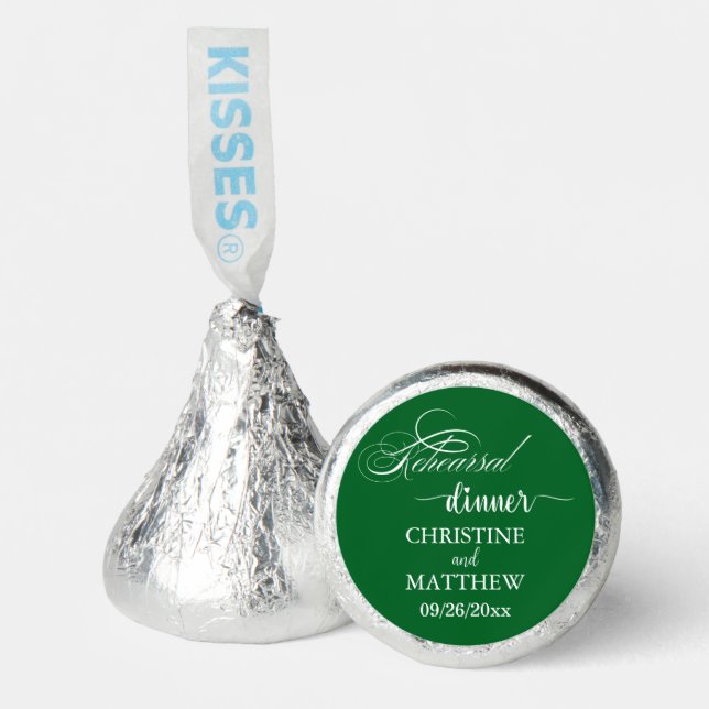 Elegant Calligraphy Rehearsal Dinner Wine Hershey®'s Kisses® (Front)