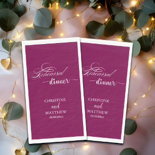 Elegant Calligraphy Rehearsal Dinner Wine Paper Guest Towels