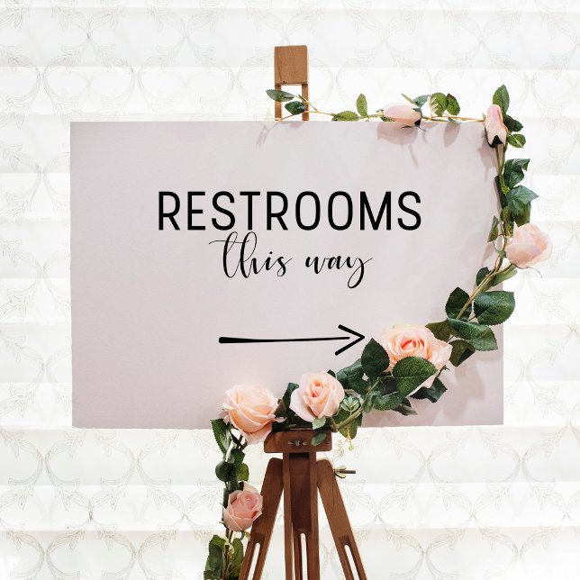 Elegant Calligraphy Restrooms This Way Wedding Foam Board (Creator Uploaded)
