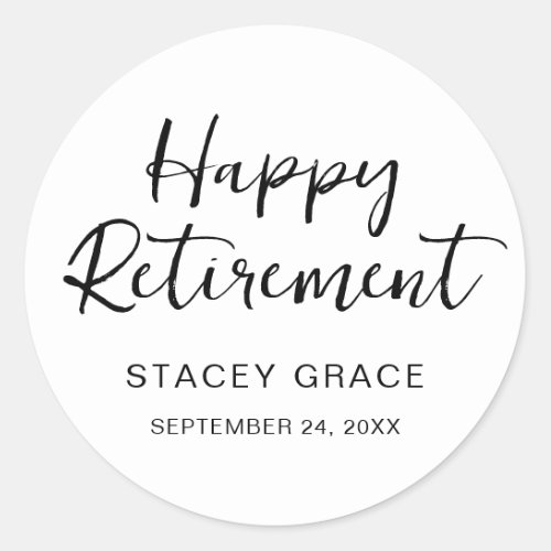 Elegant Calligraphy Retirement Party Classic Round Sticker