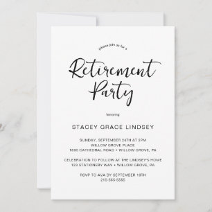Elegant Calligraphy Retirement Party Invitation