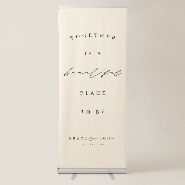Elegant Calligraphy Retractable Wedding Banner (Front)