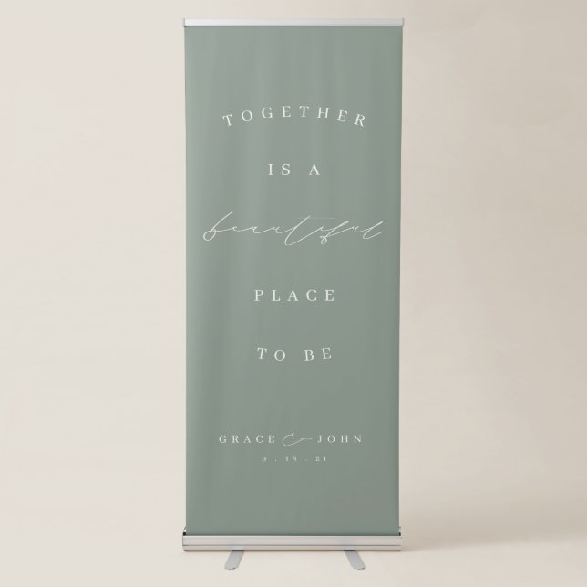 Elegant Calligraphy Retractable Wedding Banner (Front)