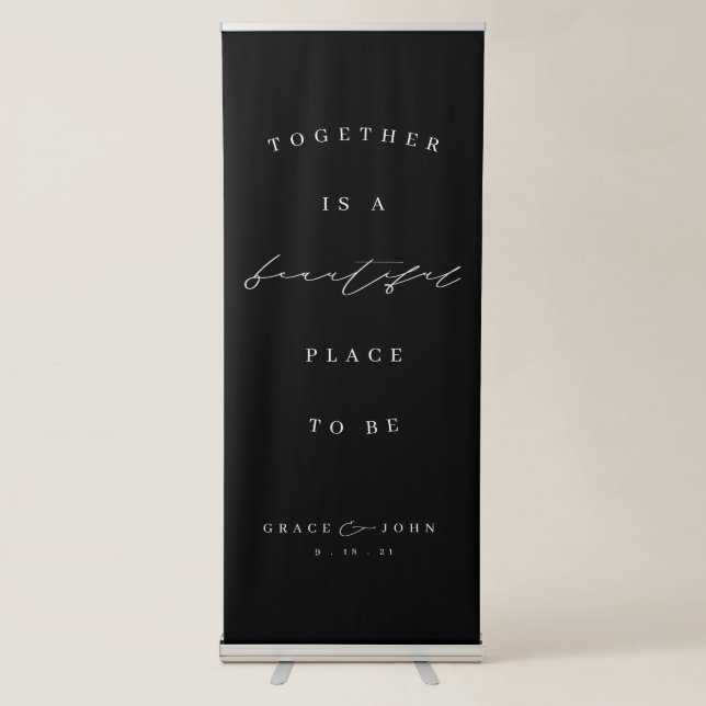 Elegant Calligraphy Retractable Wedding Banner (Front)