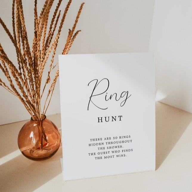 Elegant Calligraphy Ring Hunt Bridal Shower Game Pedestal Sign (Creator Uploaded)