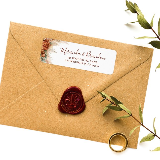 Elegant Calligraphy Romantic Floral Boho Wedding Label (Creator Uploaded)