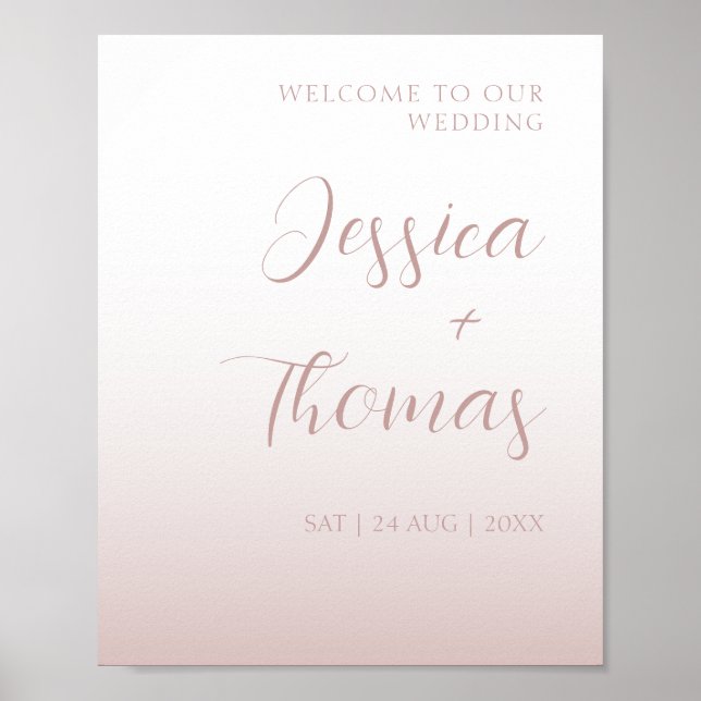 Elegant Calligraphy Rose Gold Gradient Wedding  Poster (Front)