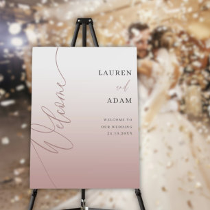 Elegant Calligraphy Rose Gold Wedding Sign