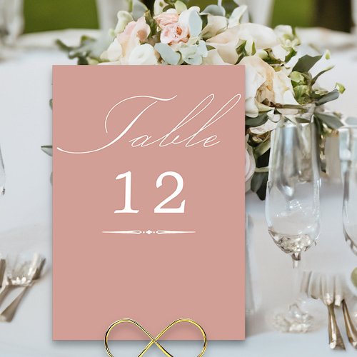 Elegant Calligraphy Rose Gold Wedding Table Number