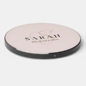 Elegant Calligraphy Rose Monogram Wireless Charger (Front 2)