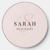 Elegant Calligraphy Rose Monogram Wireless Charger (Front)