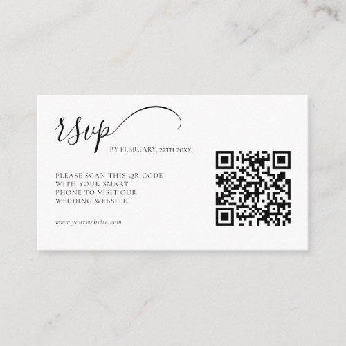 Elegant Calligraphy RSVP QR Code Wedding Enclosure Card