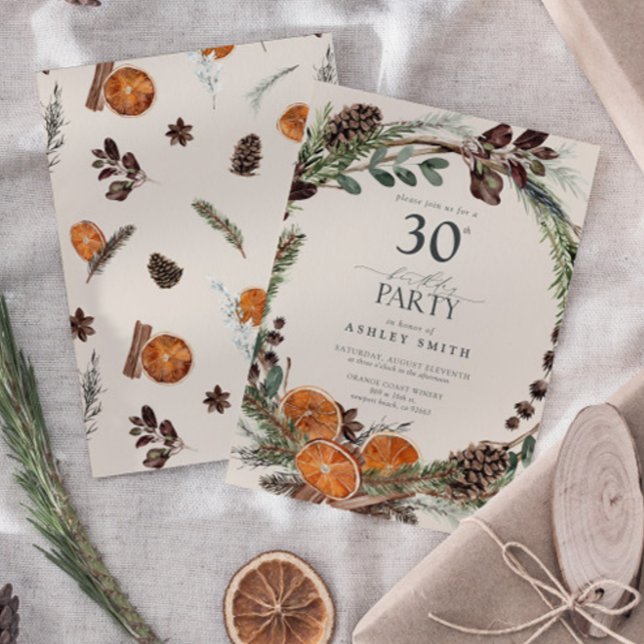 Elegant Calligraphy Rustic Orange 30th Birthday Invitation (Birthday Party Invitation!)