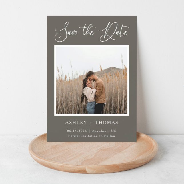Elegant Calligraphy Rustic Wedding Photo Magnetic Invitation (Creator Uploaded)