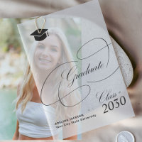 Elegant calligraphy script black cap graduation 