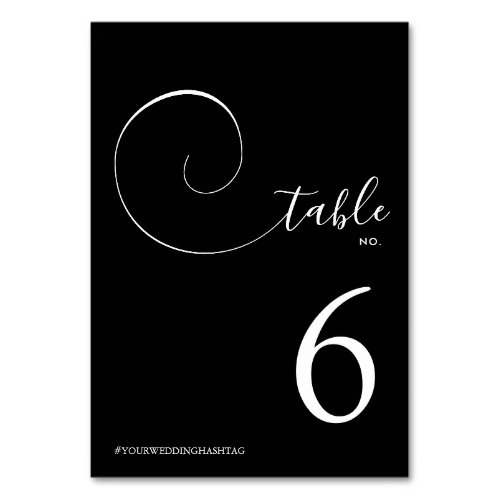 Elegant Calligraphy Script Black  Table Number