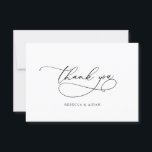 Elegant Calligraphy Script Black & White Wedding Thank You Card<br><div class="desc">Designed to coordinate with our Stylish Script wedding collection,  this customizable Flat Thank You card features an elegant script graphic text on the front and option to add a custom message on the back. Matching items available.</div>
