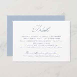 Elegant Calligraphy Script Blue Wedding Details Invitation
