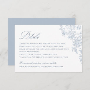 Elegant Calligraphy Script Blue Wedding Details Invitation
