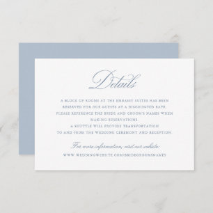 Elegant Calligraphy Script Blue Wedding Details Invitation