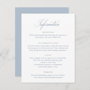 Elegant Calligraphy Script Blue Wedding Info Card