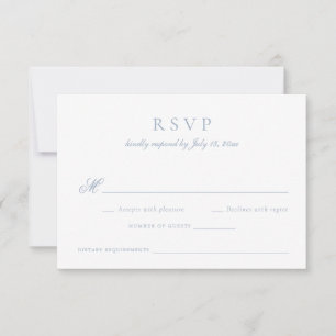 Elegant Calligraphy Script Blue Wedding RSVP Invitation