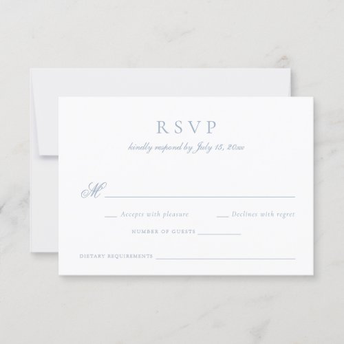 Elegant Calligraphy Script Blue Wedding RSVP Invitation