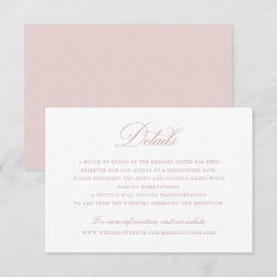 Elegant Calligraphy Script Blush Wedding Details Invitation