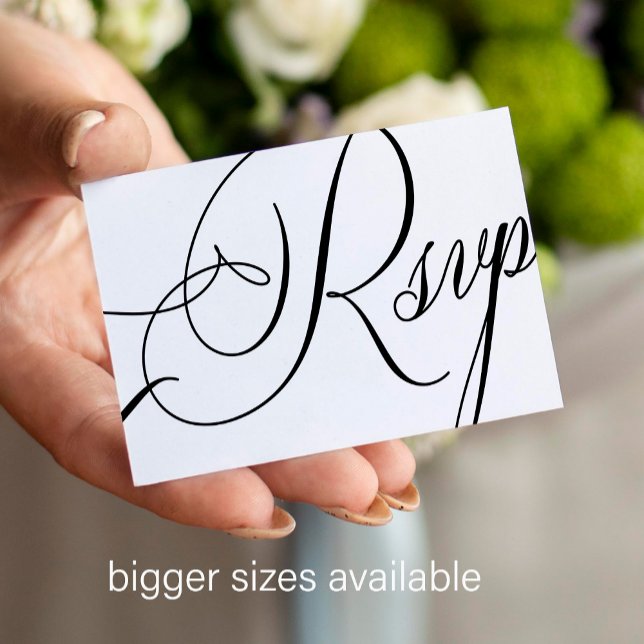 Elegant calligraphy script budget wedding RSVP Note Card (Creator Uploaded)