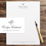 Elegant Calligraphy Script Business Dark Gray Letterhead<br><div class="desc">Elegant letterhead with a flourish! This stylish design blends script lettering with calligraphy flourishes,  a decorative scroll,  and a traditional serif font. Personalize the template with your name,  address and contact information. This editable design is perfect for personal letters or professional business stationery. Printed color: dark gray.</div>