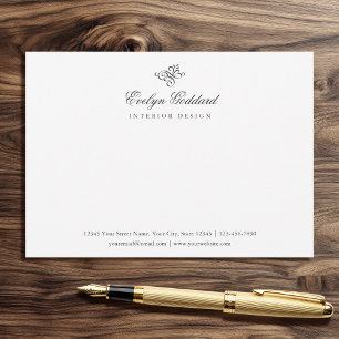 Elegant Calligraphy Script Business Gray Flat Note Card