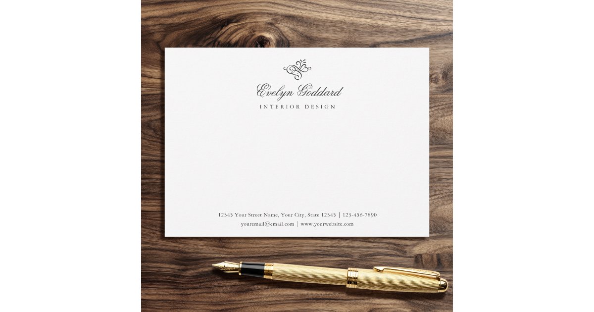 Elegant Calligraphy Script Business Gray Flat Note Card | Zazzle