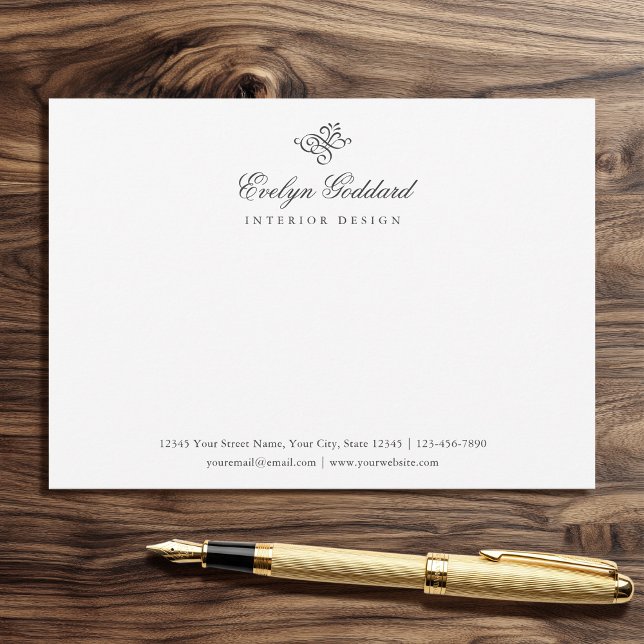 Elegant Calligraphy Script Business Gray Flat Note Card (Creator Uploaded)
