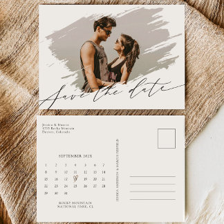 Elegant Calligraphy Script Calendar Photo Wedding  Save The Date