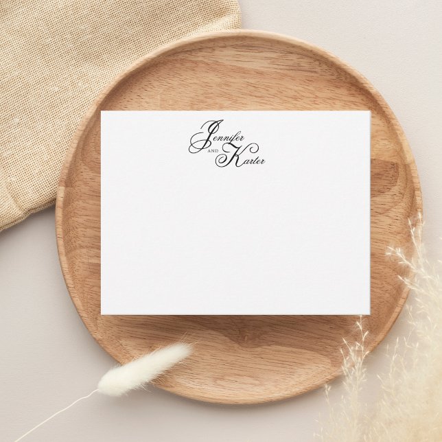 Elegant Calligraphy Script Couple Monogrammed Note Card (Creator Uploaded)