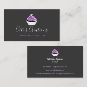 Elegant Calligraphy Script Cupcake Baker Business Card