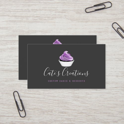 Elegant Calligraphy Script Cupcake Baker Business Card