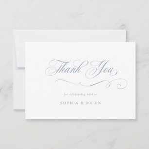 Elegant Calligraphy Script Dusty Blue Thank You Invitation
