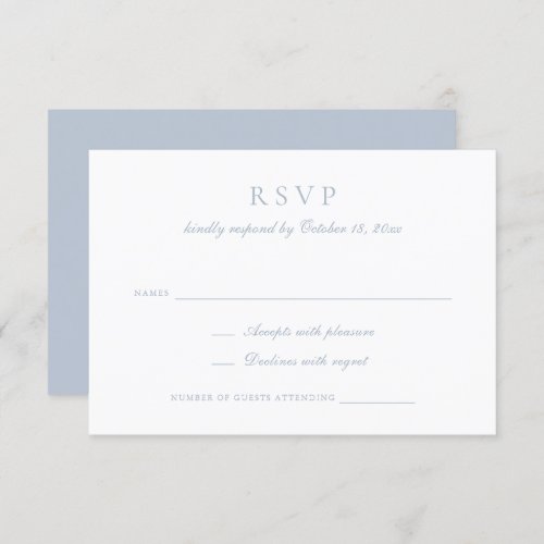 Elegant Calligraphy Script Dusty Blue Wedding RSVP Invitation