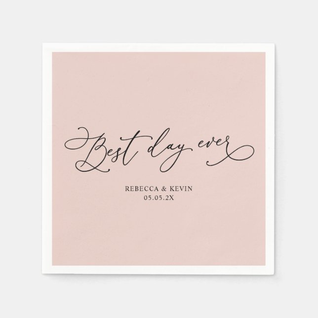 Elegant Calligraphy Script Dusty Rose Wedding Napkins (Front)