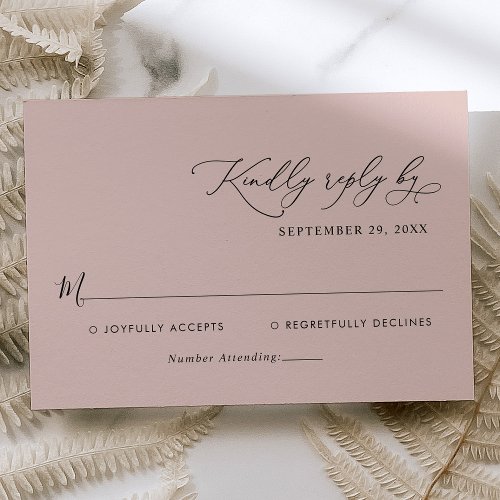 Elegant Calligraphy Script Dusty Rose Wedding RSVP